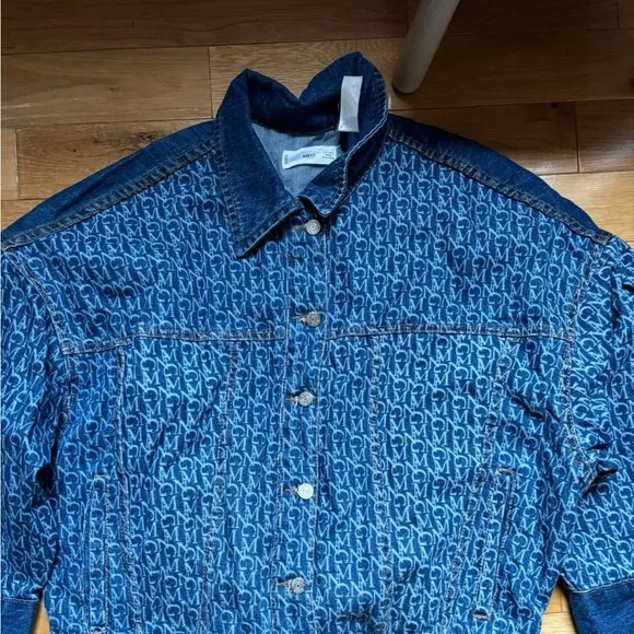 Monogram-Pattern Blue Denim Jacket From Mango - Picture 5 of 7